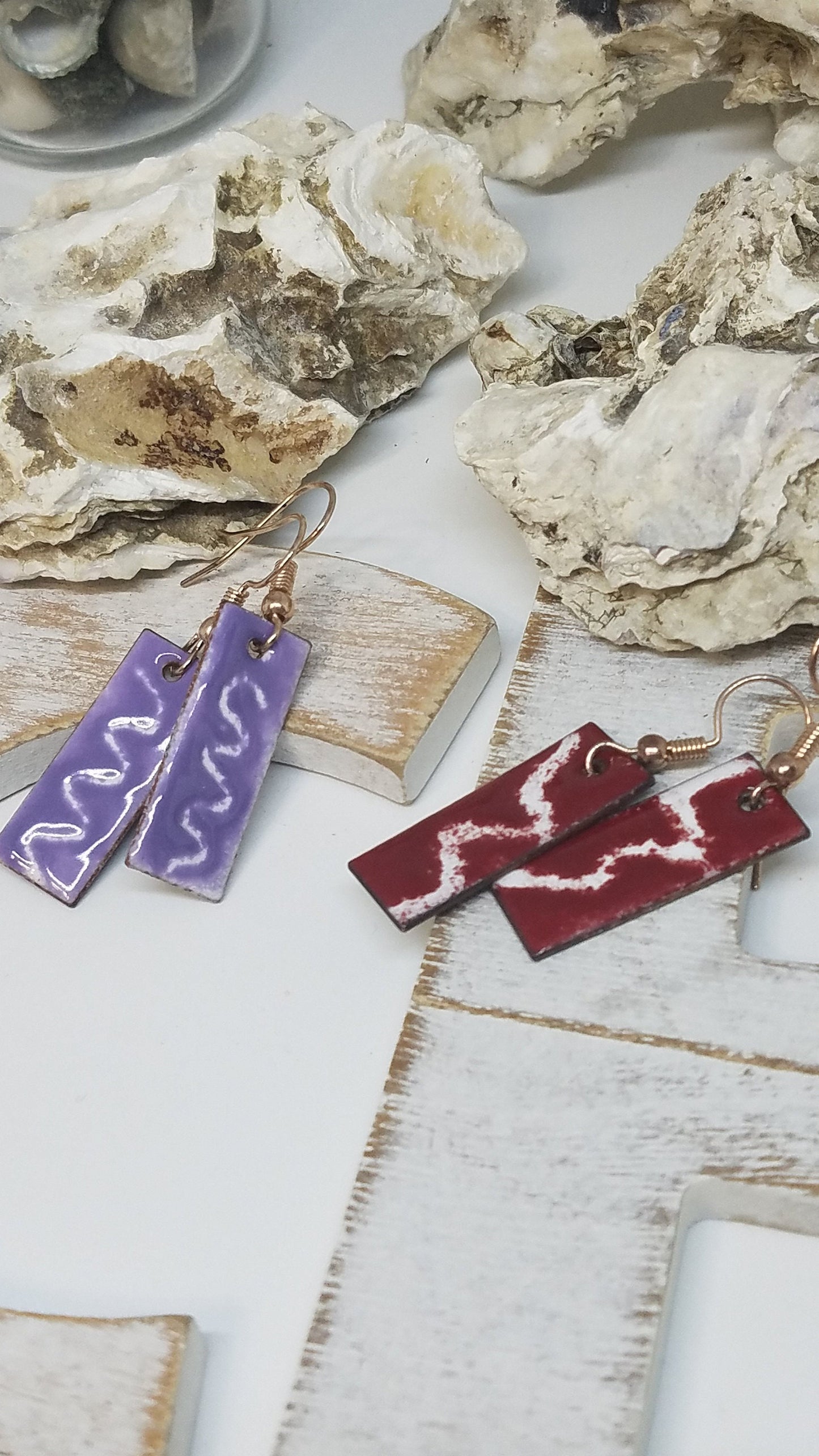 Handmade Enameled Copper Earrings - Great Gift for Her