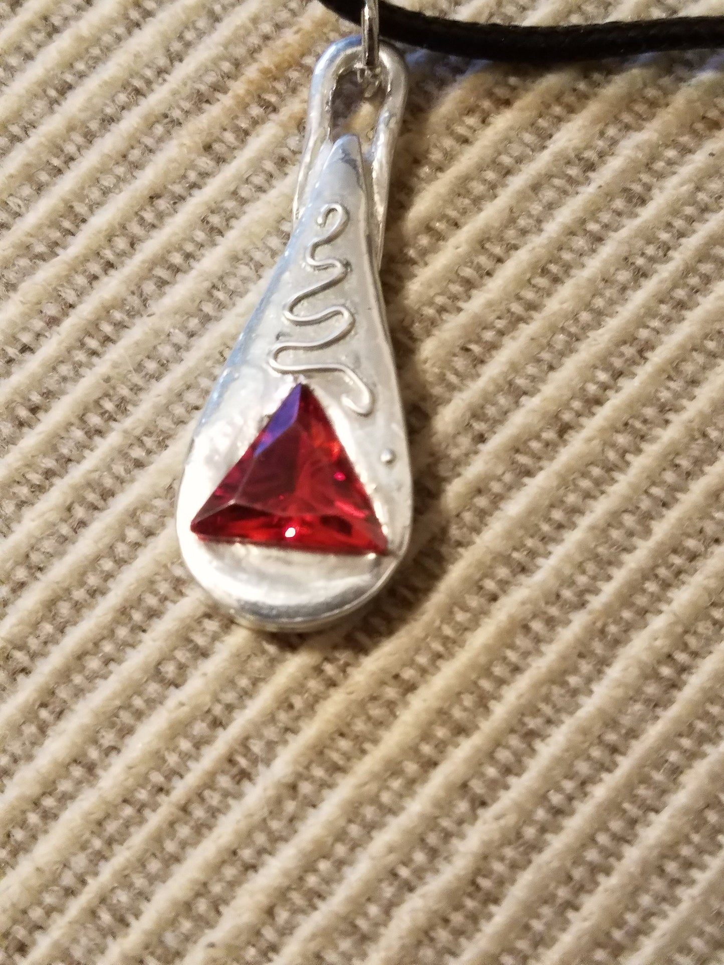 Handmade Pure Silver Necklace with Tangerine CZ - One of a Kind