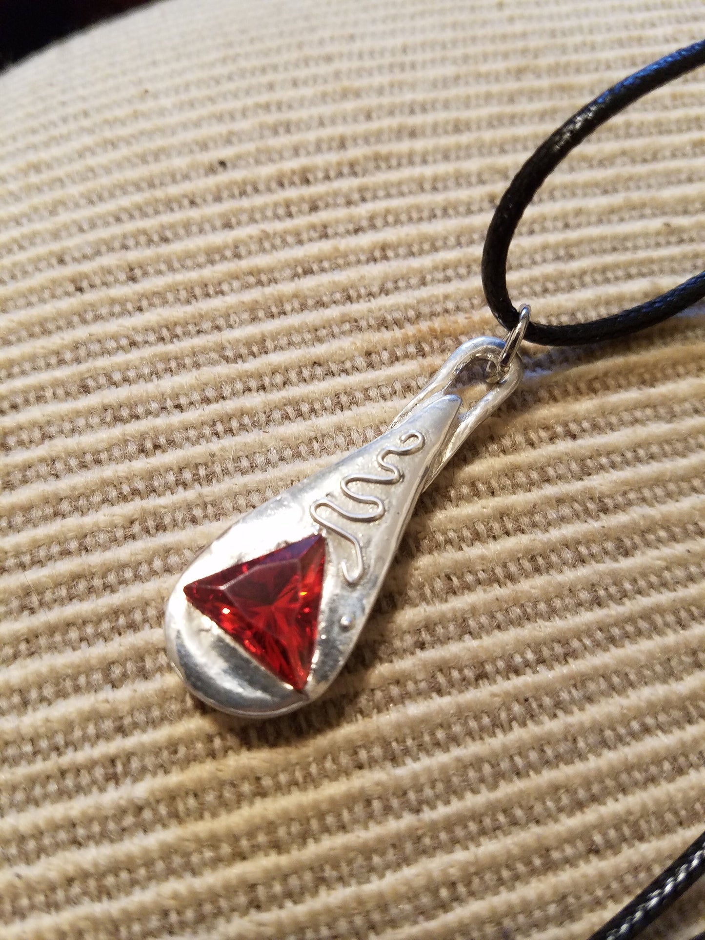 Handmade Pure Silver Necklace with Tangerine CZ - One of a Kind