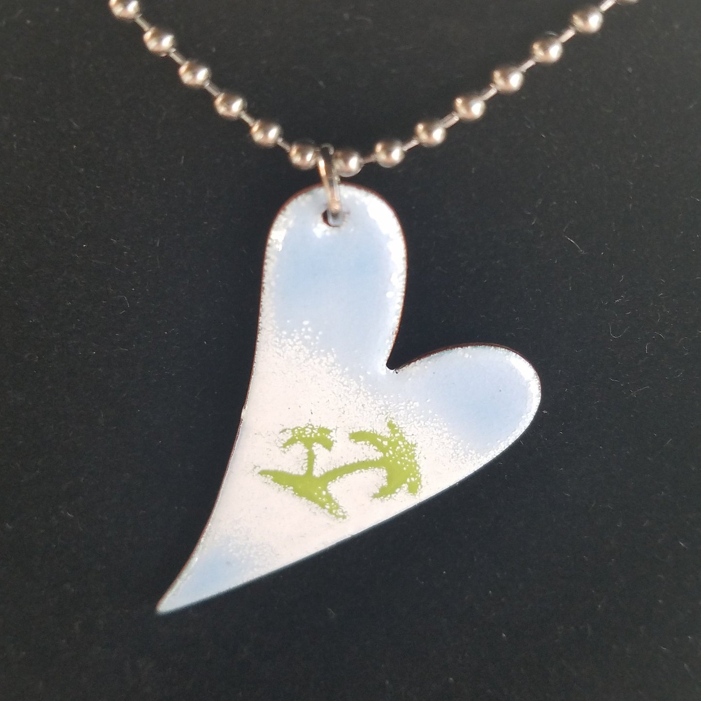 Handmade Paradise and Blue Skies Enameled Copper Heart - Great Gift
