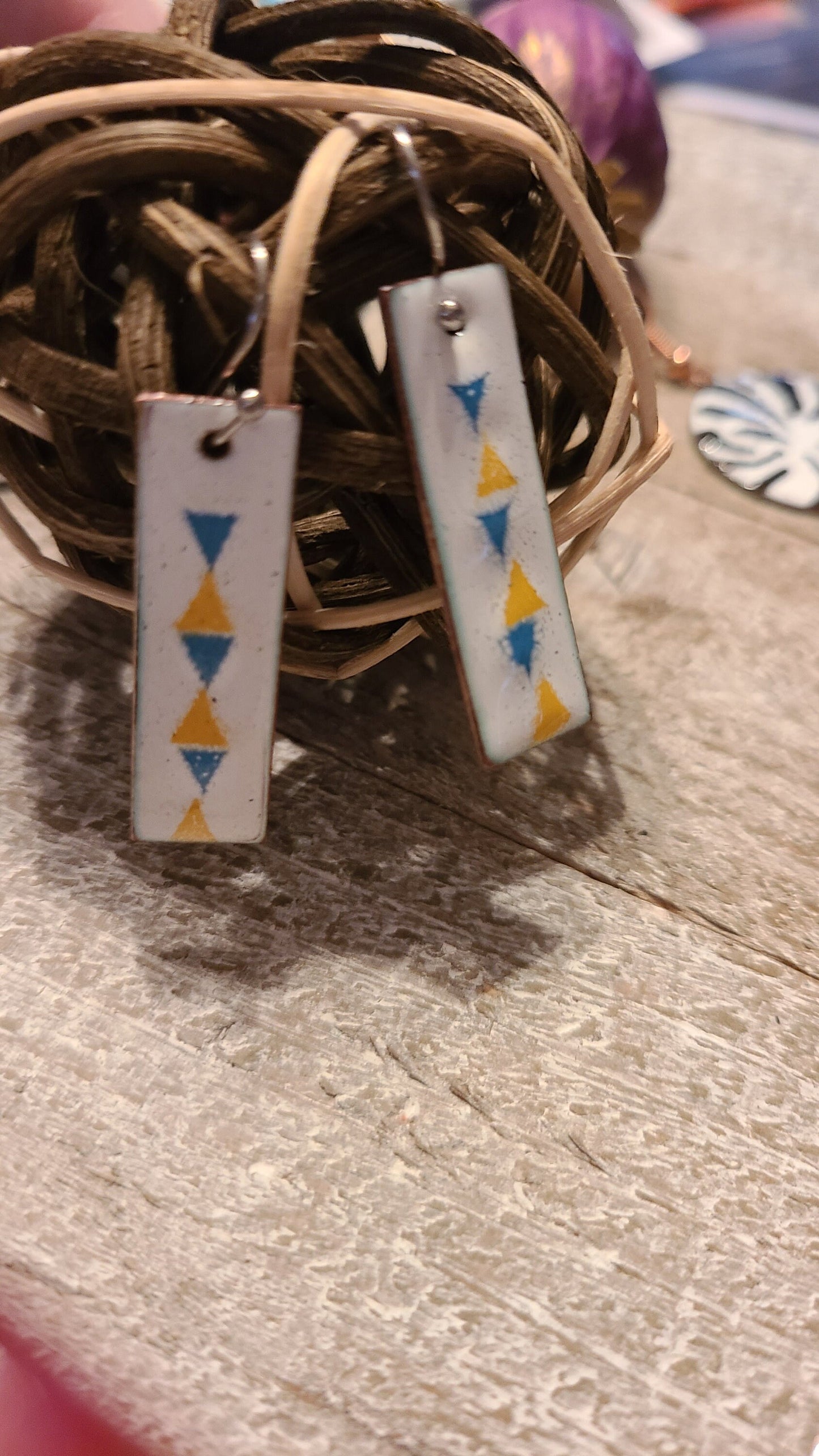 Triage Earrings - Enameled Copper Earrings - Unique and Beautiful