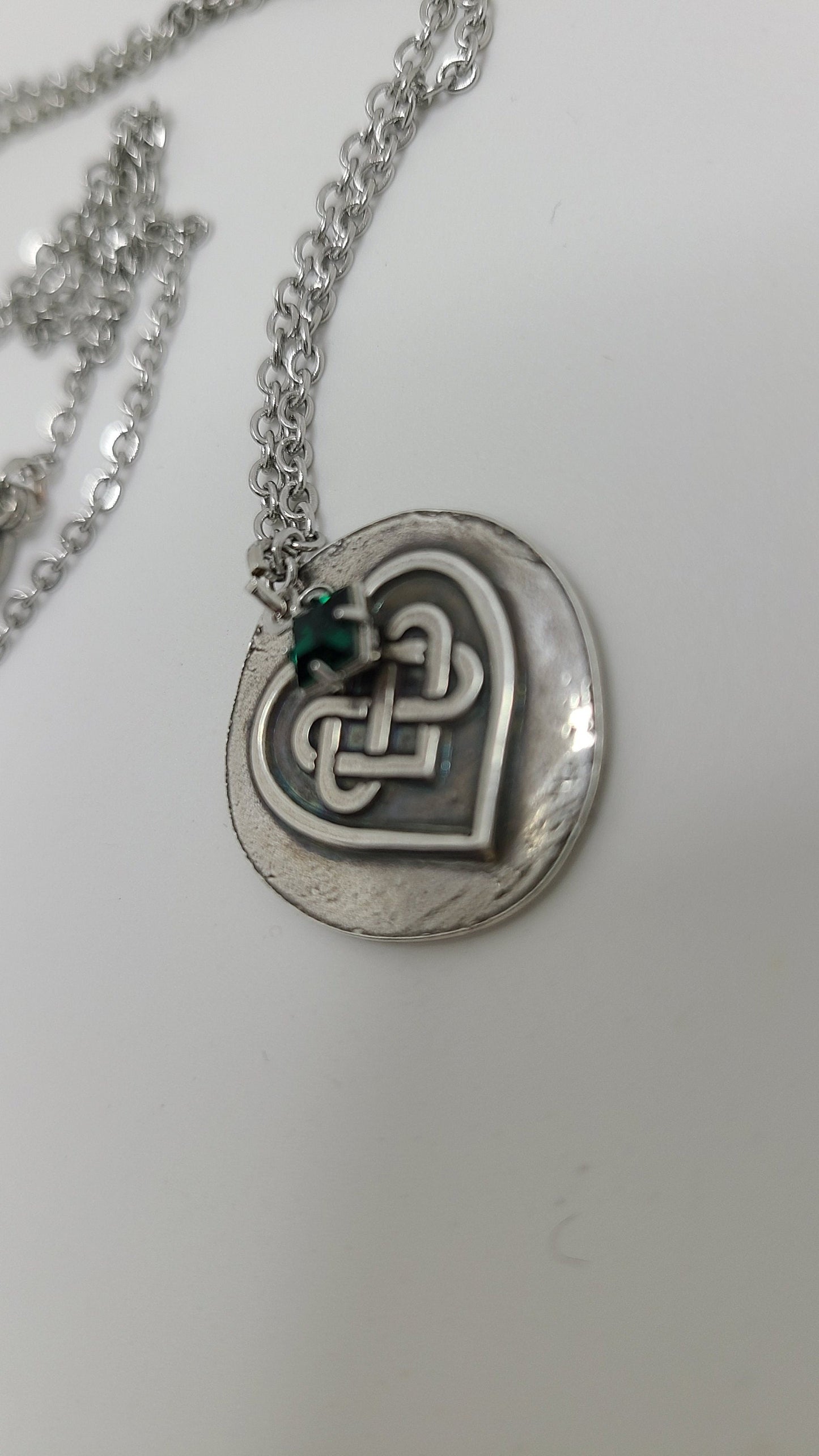 Celtic Gem Heart Necklace - Pure Silver - Beautiful Gift