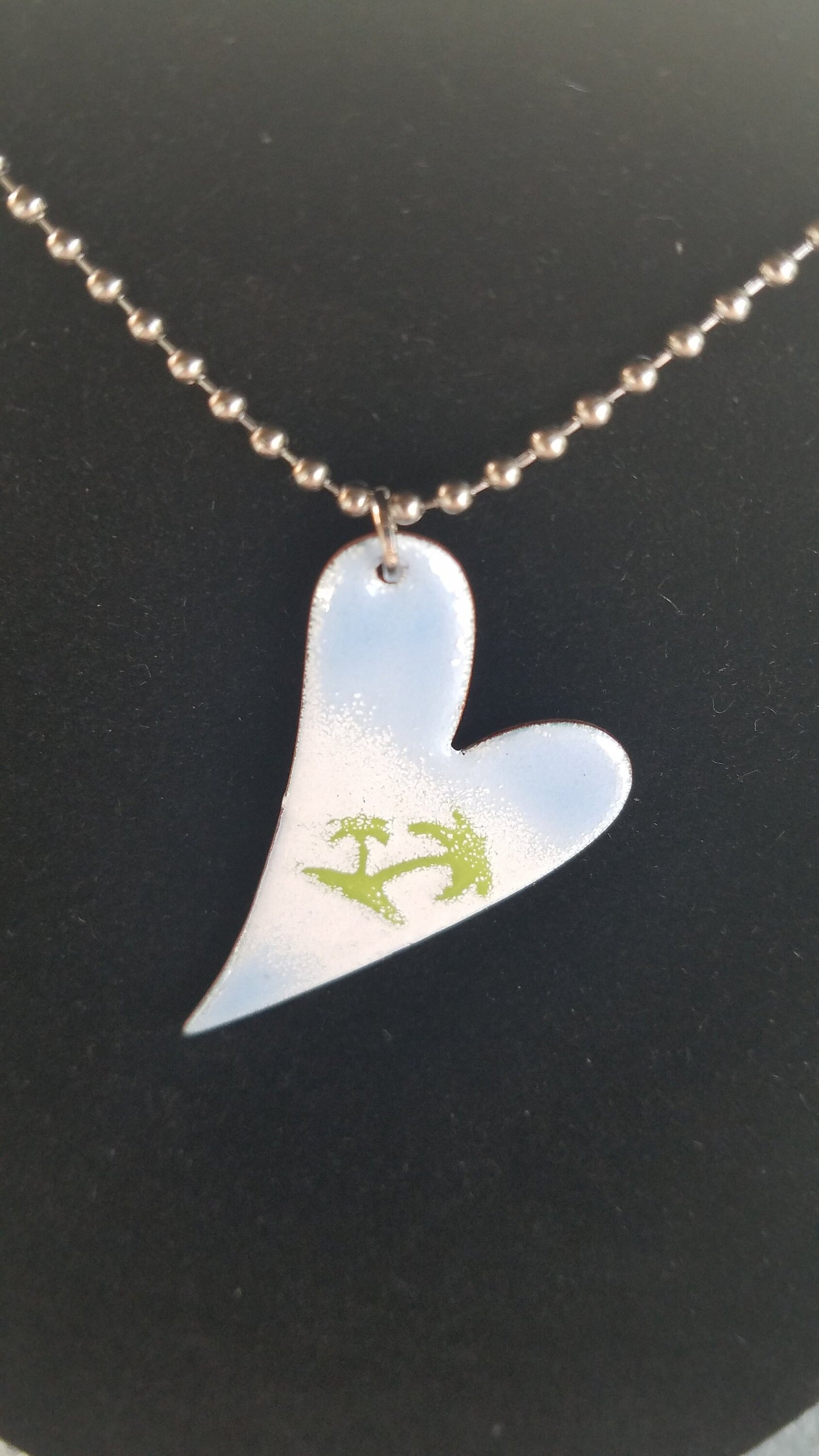 Handmade Paradise and Blue Skies Enameled Copper Heart - Great Gift