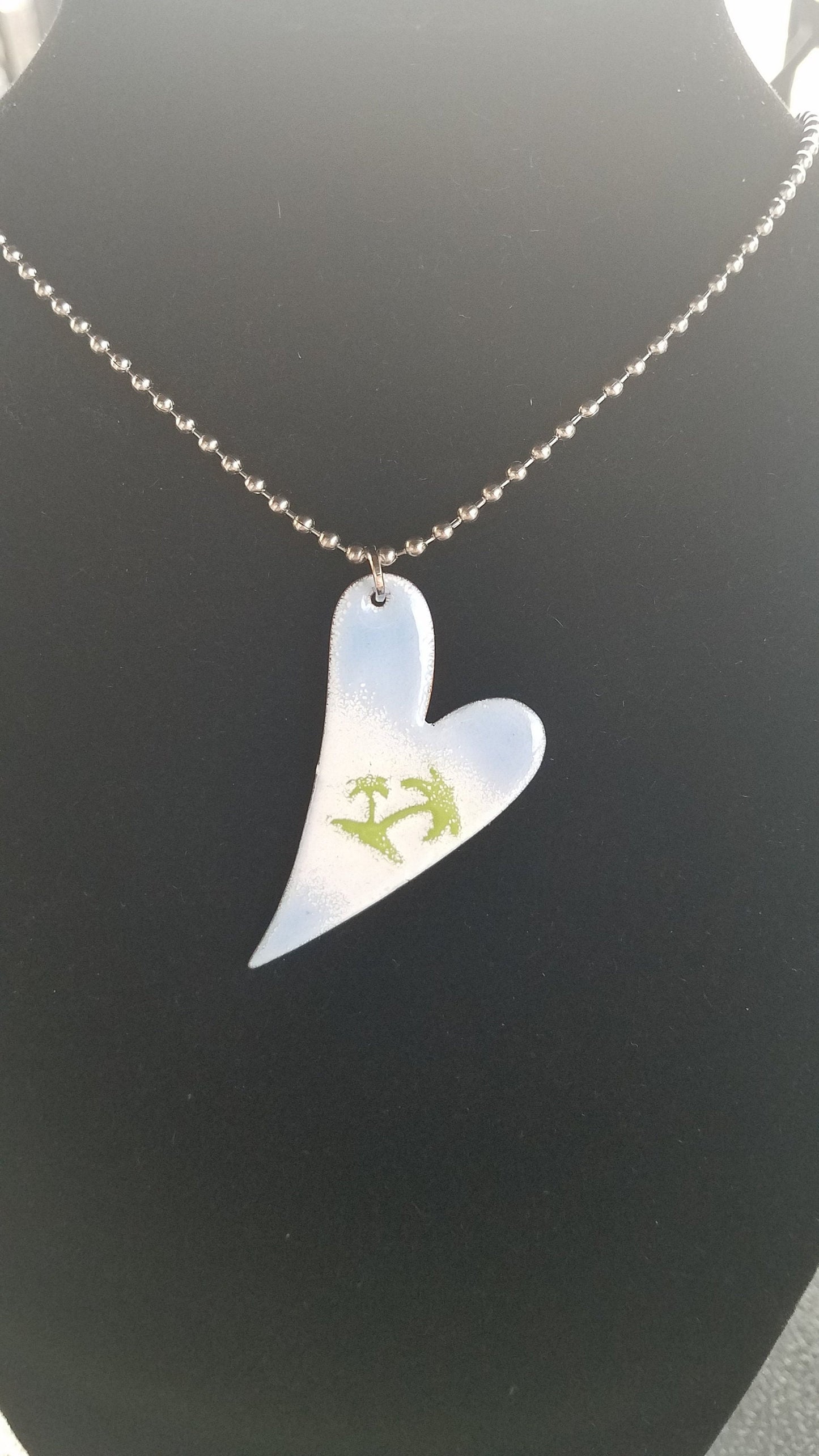 Handmade Paradise and Blue Skies Enameled Copper Heart - Great Gift