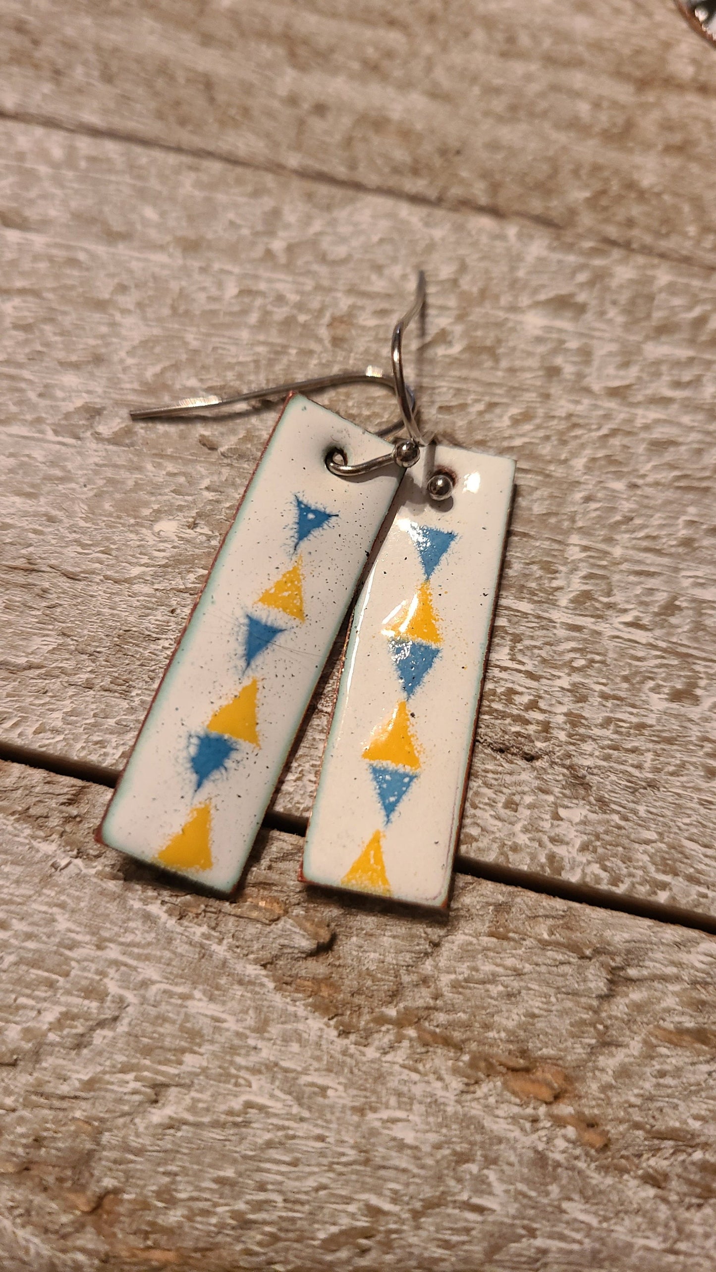 Triage Earrings - Enameled Copper Earrings - Unique and Beautiful