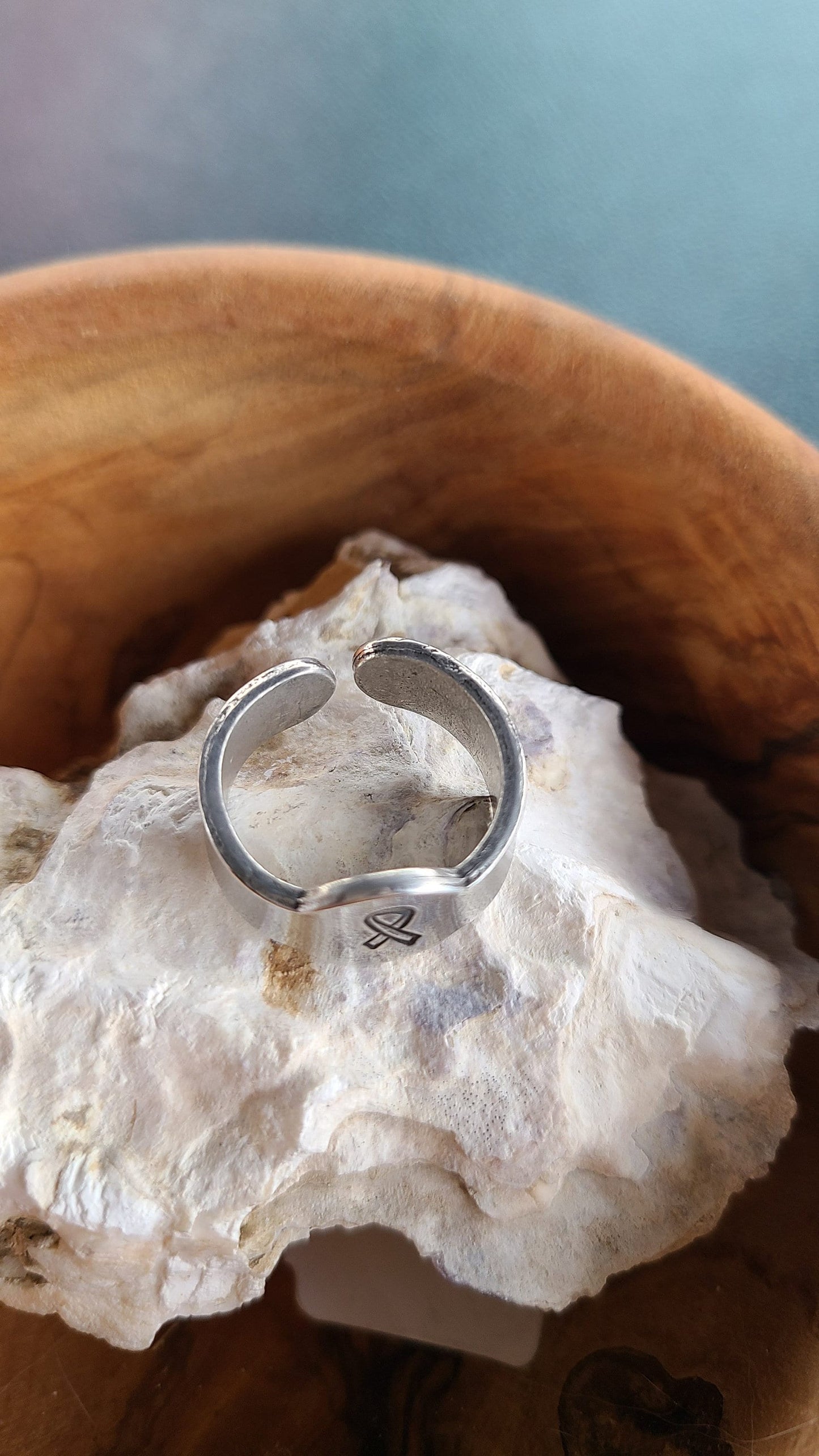 Breast Cancer Awareness Rings Adjustable Light Weight in USA Pewter