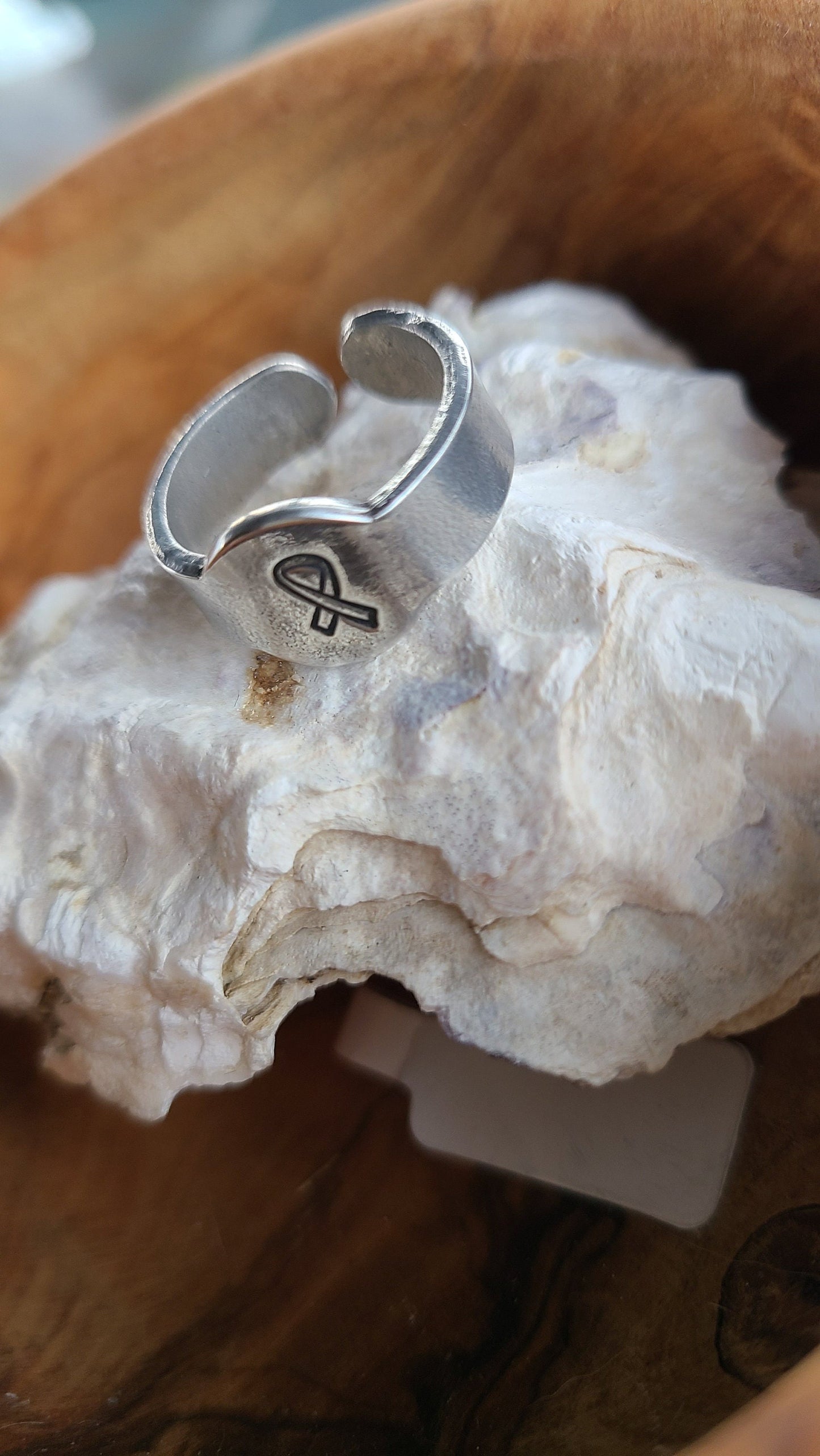 Breast Cancer Awareness Rings Adjustable Light Weight in USA Pewter