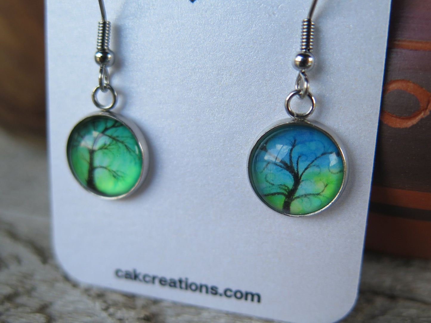 Bare Trees Cabochon Drop Earrings