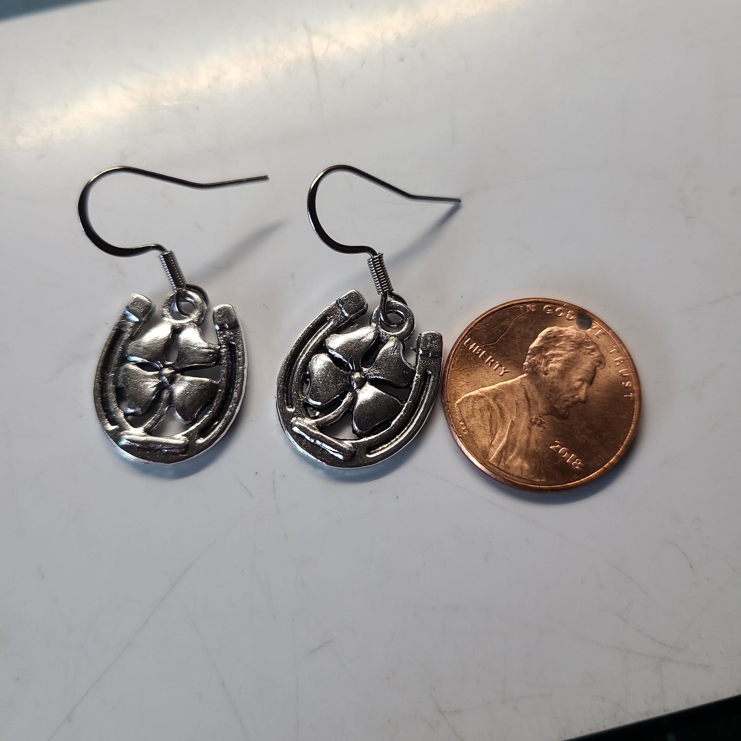 Handmade Horseshoe Clover Earrings - Great Gift - St. Patrick's Day