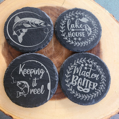 Slate Coasters For Fishermen - Great Fathers Day Gift