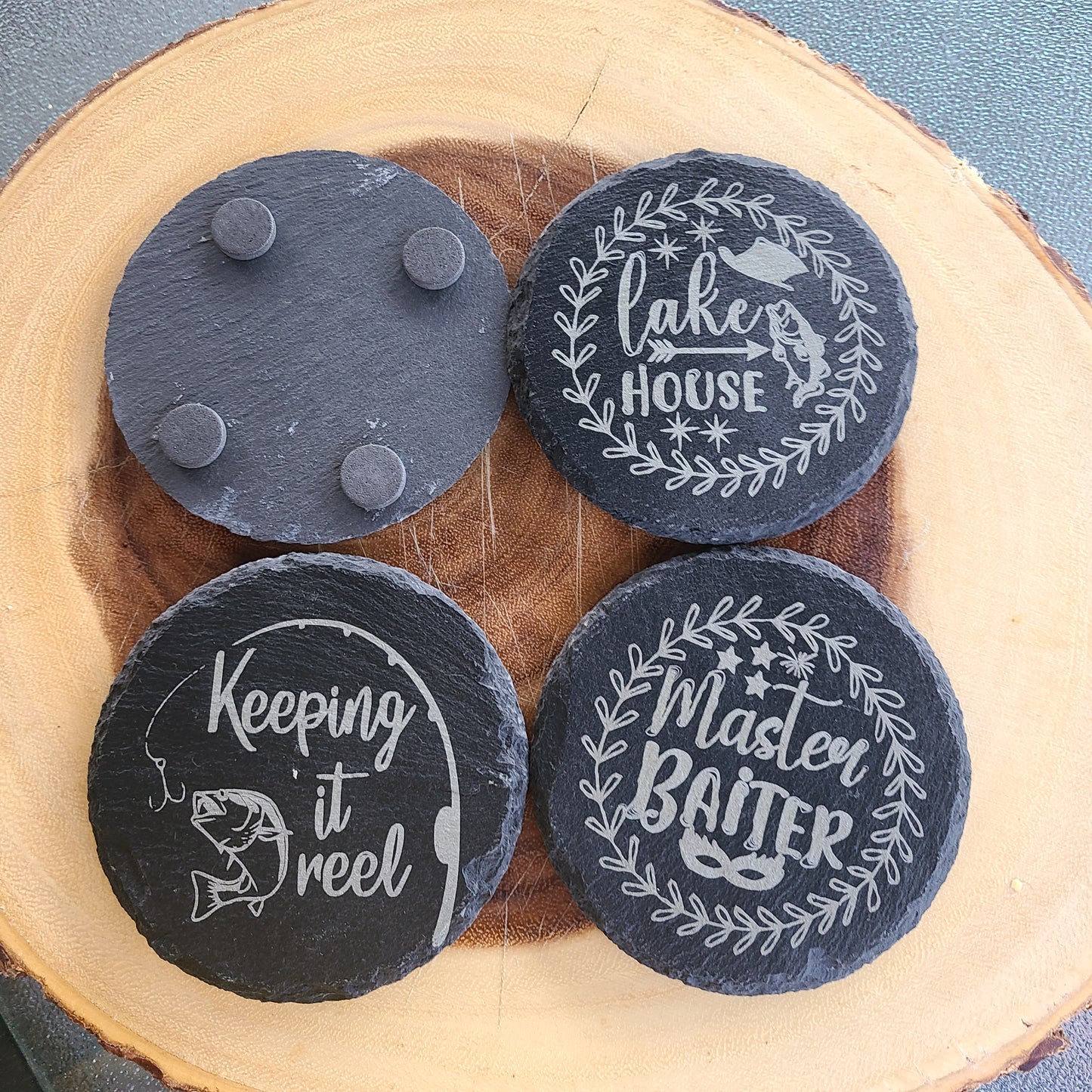 Slate Coasters For Fishermen - Great Fathers Day Gift