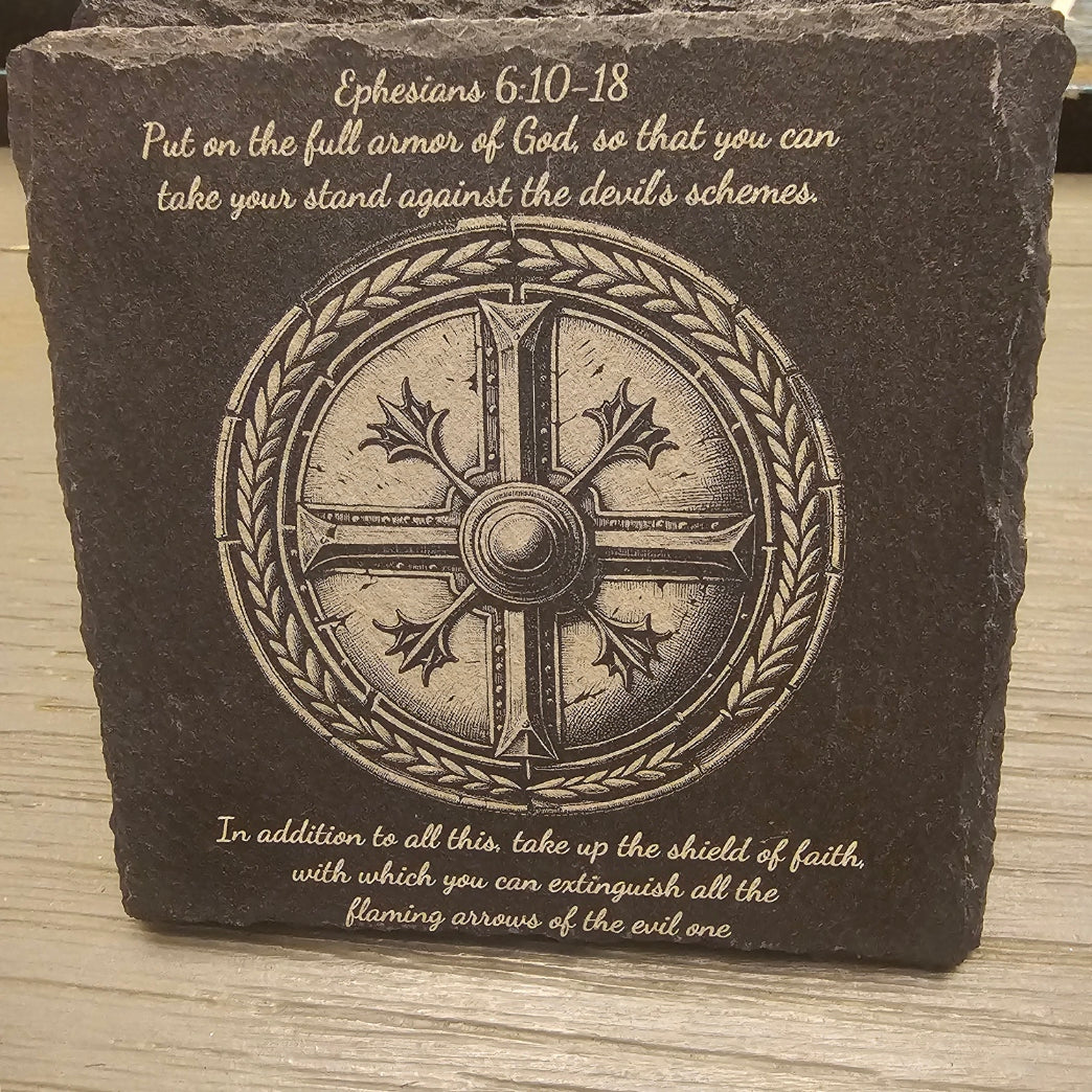 Ephesians 6:10-18 Set of 5 Slate Coasters - Wonderful Gift