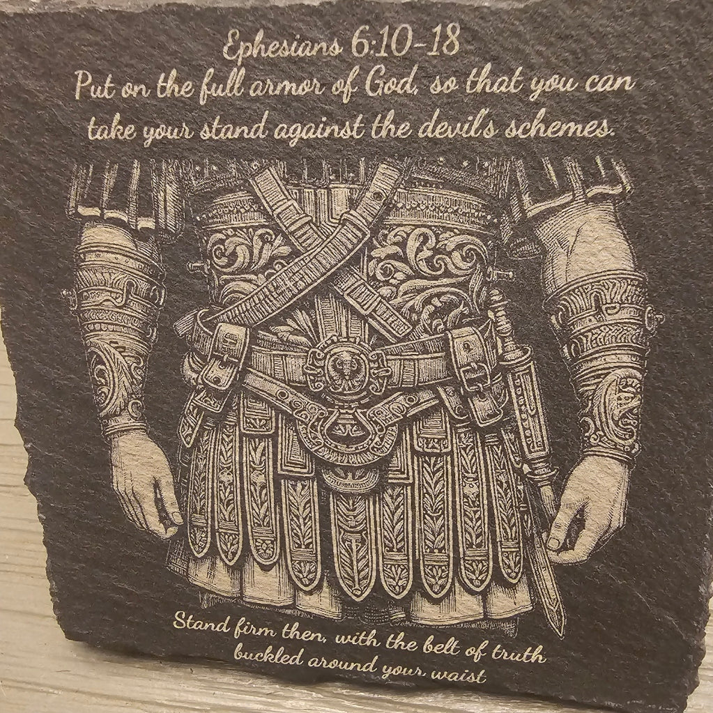 Ephesians 6:10-18 Set of 5 Slate Coasters - Wonderful Gift