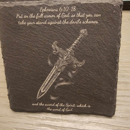 Ephesians 6:10-18 Set of 5 Slate Coasters - Wonderful Gift