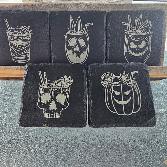 Halloween Slate Coaster Set of 5  - Great for Halloween Parties