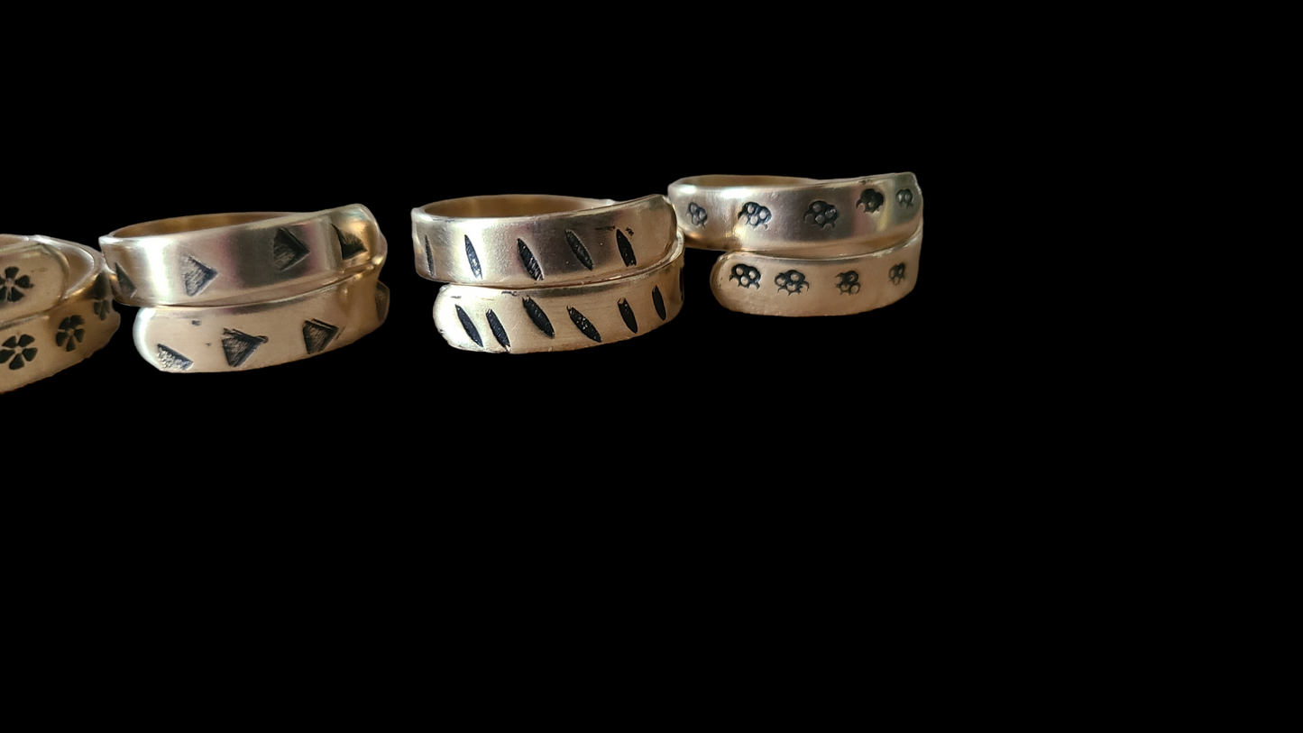 Handmade Adjustable Wraparound Stamped Rings Great Gift