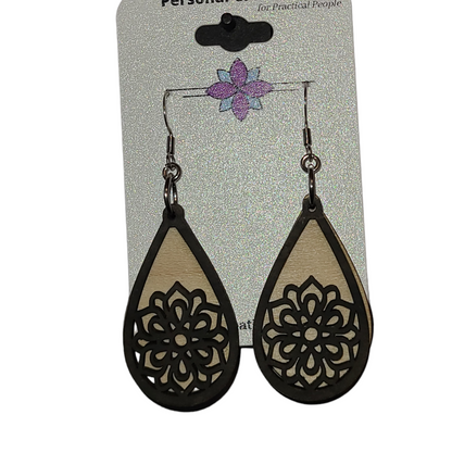 Handmade Dimensional Wooden Earrings - Light Weight and Fun Earrings