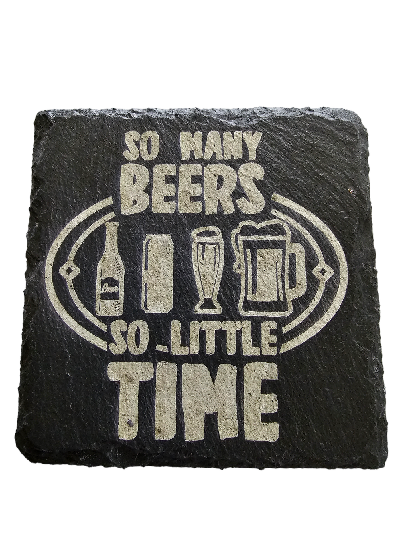 Handmade Slate Beer Coasters - Set of 4 - Great Gift for Home or Bar