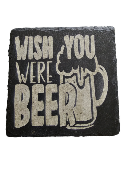 Handmade Slate Beer Coasters - Set of 4 - Great Gift for Home or Bar