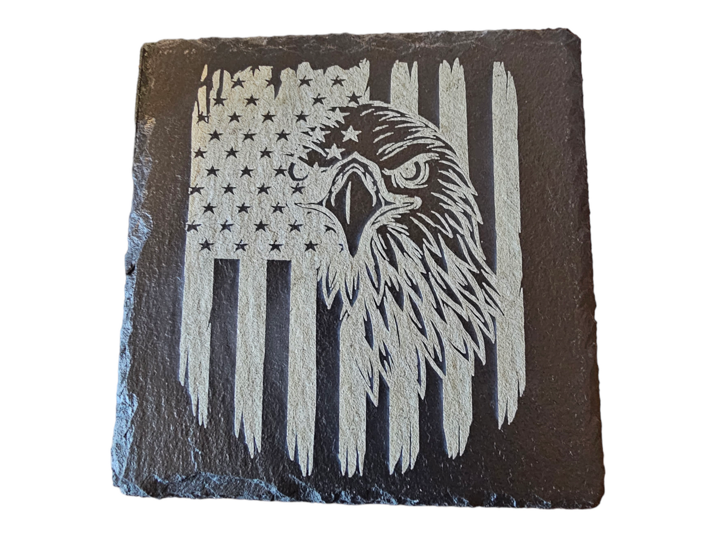 Handmade Slate Patriotic Eagle Coasters - Set of 4 - Great Gift