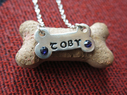 Mini Stamped Dog Bone Necklace Pendant Great Gift Made in USA