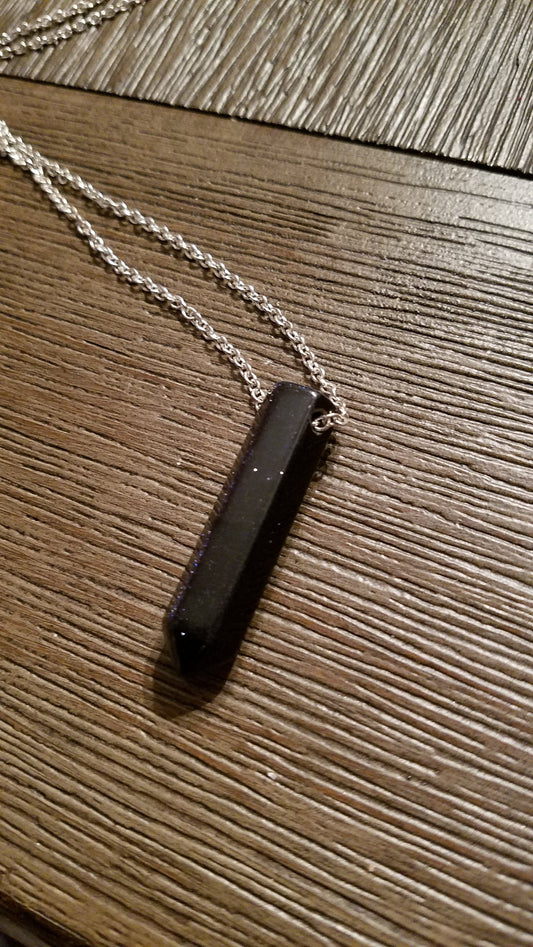 Black Goldstone Pencil Point Gemstone Pendant