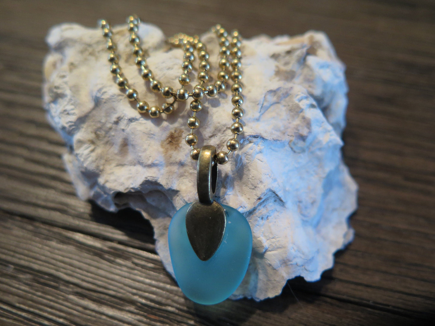 Handmade Mini Sea Glass Necklace Teal - Great Gift for Anyone