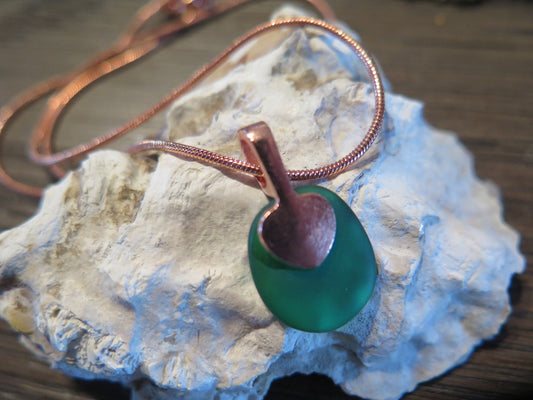 Handmade Mini Sea Glass Necklace Dark Green