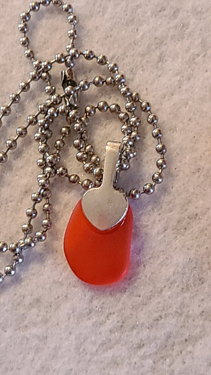 Handmade Mini Sea Glass Necklace Orange