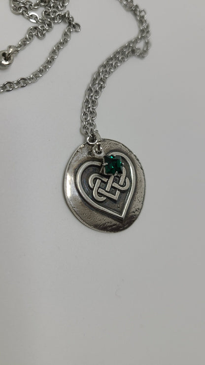 Celtic Gem Heart Necklace - Pure Silver - Beautiful Gift