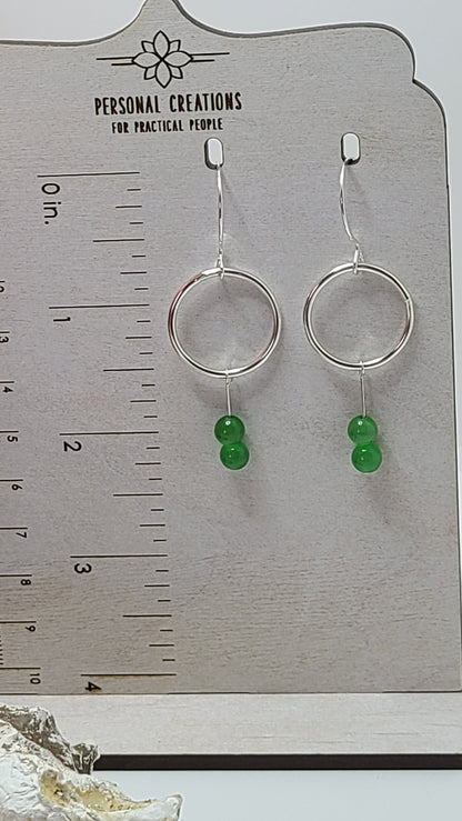 Handmade Sterling Silver Earrings With Green Beads