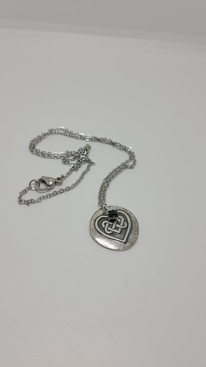 Celtic Gem Heart Necklace - Pure Silver - Beautiful Gift