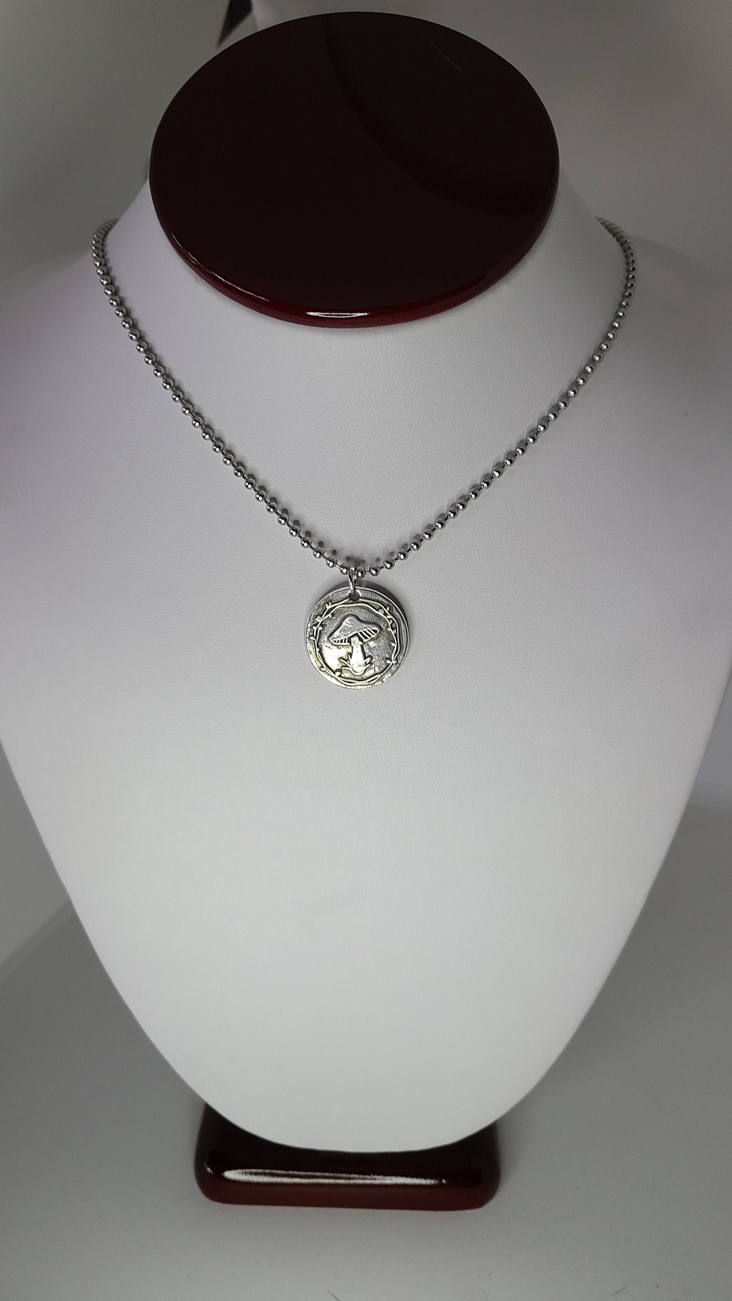 Mushroom Stamped Pendant Great Gift Made in USA