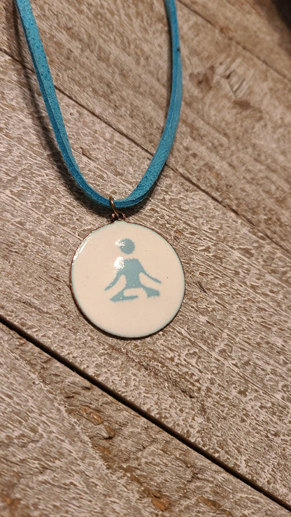 Handmade Yoga Anyone Necklace Enameled Copper