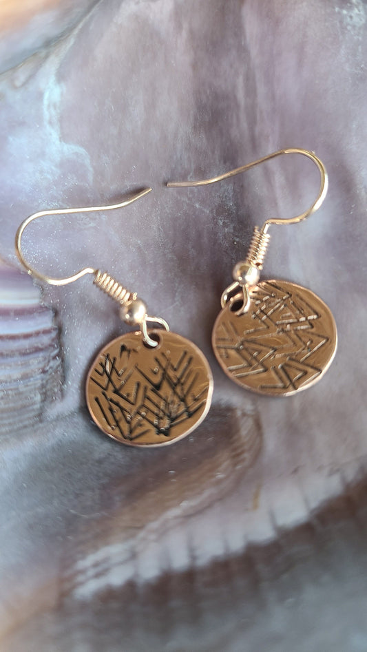 Handmade Copper Stamped Earrings made in USA Great Gift