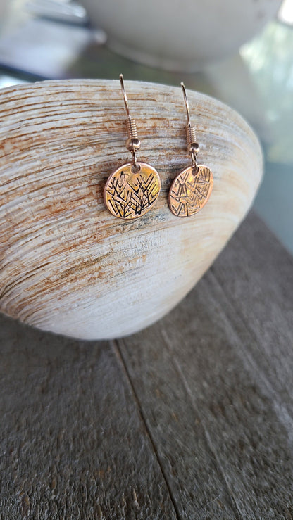 Handmade Copper Stamped Earrings made in USA Great Gift