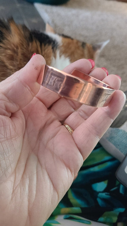 Handmade Copper Engraved Cuff Bracelet "Life Is An Adventure" Adjustable Fit