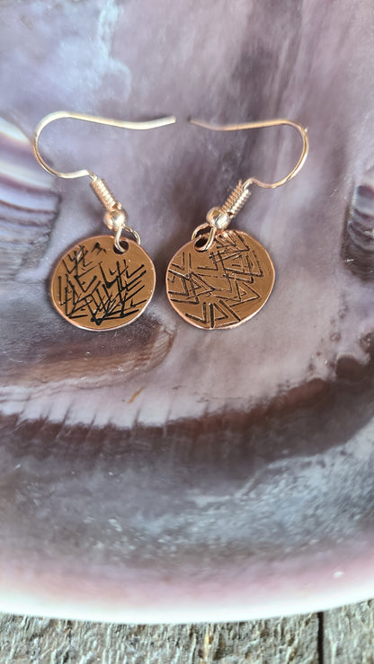 Handmade Copper Stamped Earrings made in USA Great Gift