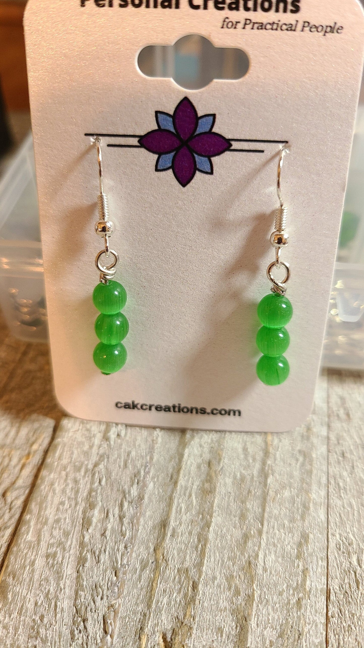 Green Beaded Earrings Great Gift