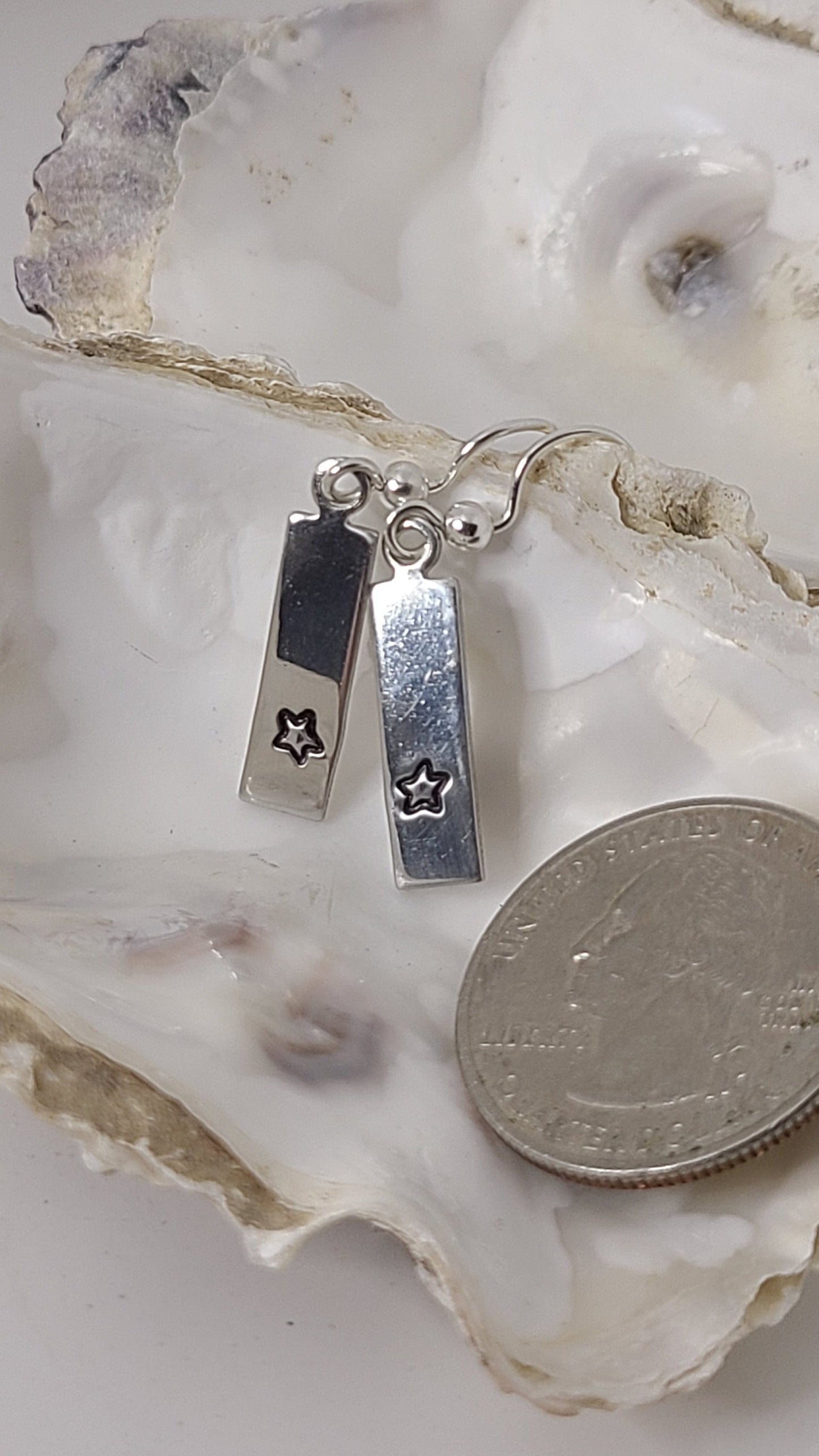 Handstamped Alkeme Rectangle Earrings Great Gift Made in USA