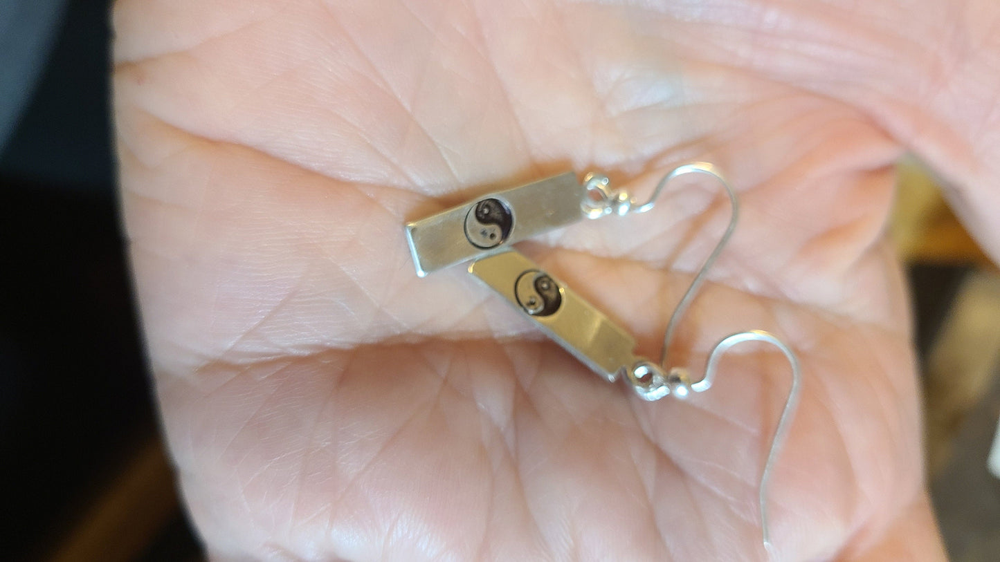 Handstamped Alkeme Rectangle Earrings Great Gift Made in USA