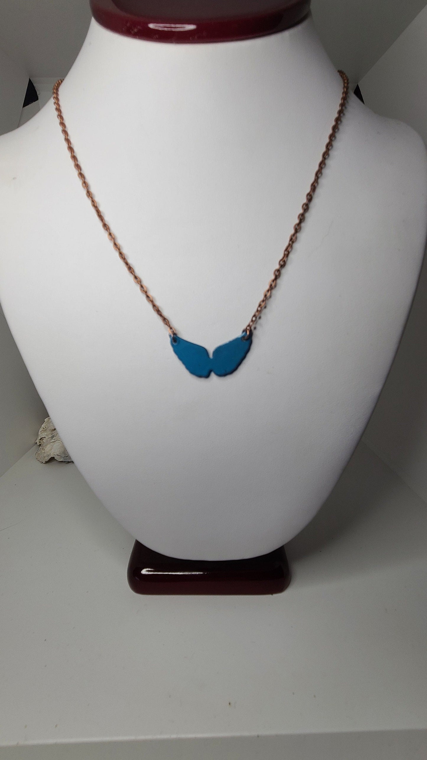 Handmade Enameled Angel Wings Necklace