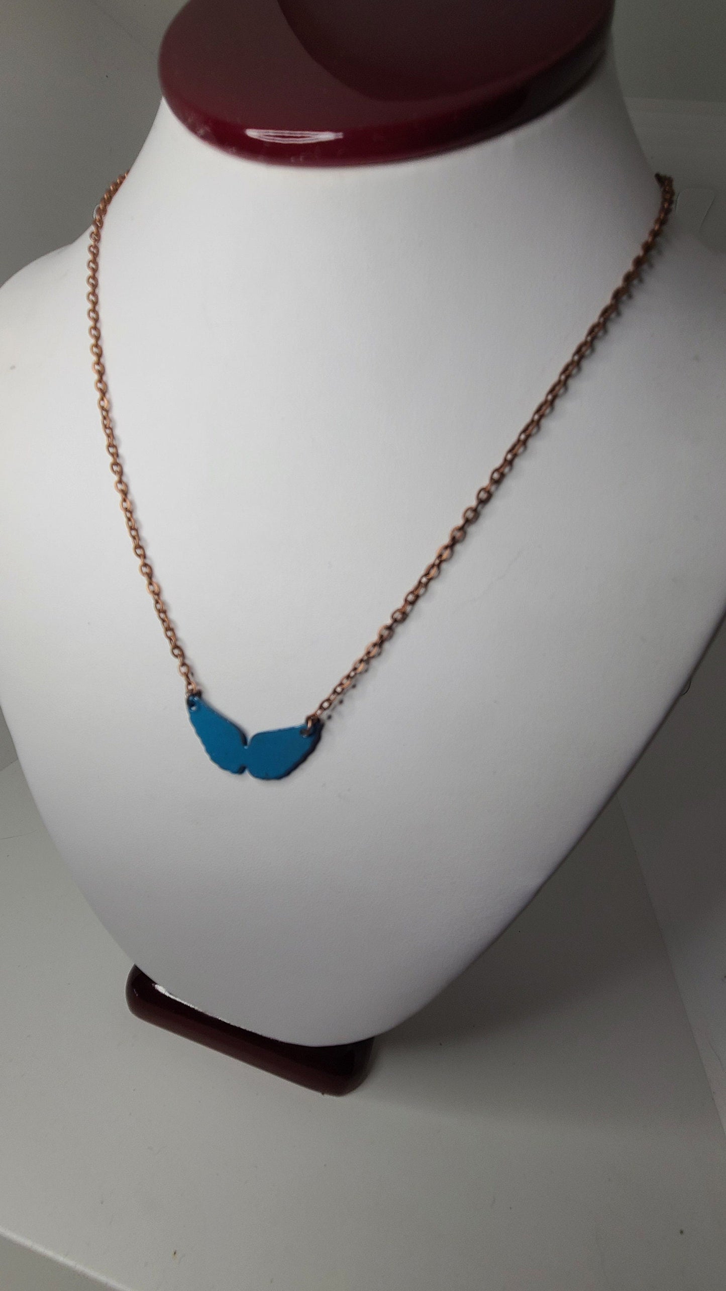 Handmade Enameled Angel Wings Necklace