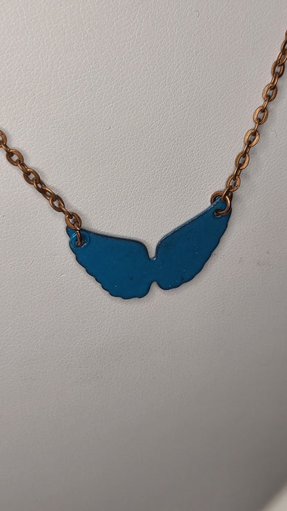 Handmade Enameled Angel Wings Necklace