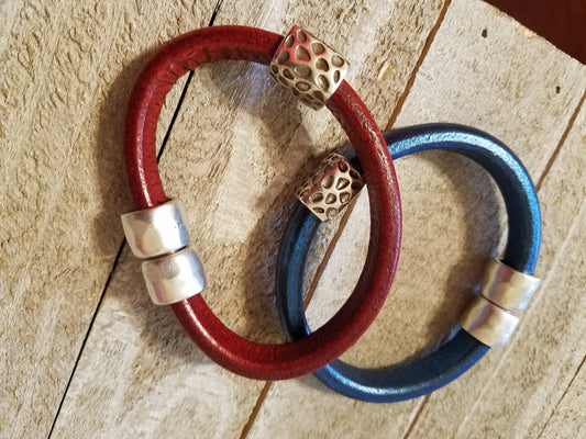 Handmade Red Brick Licorice Leather Bracelet