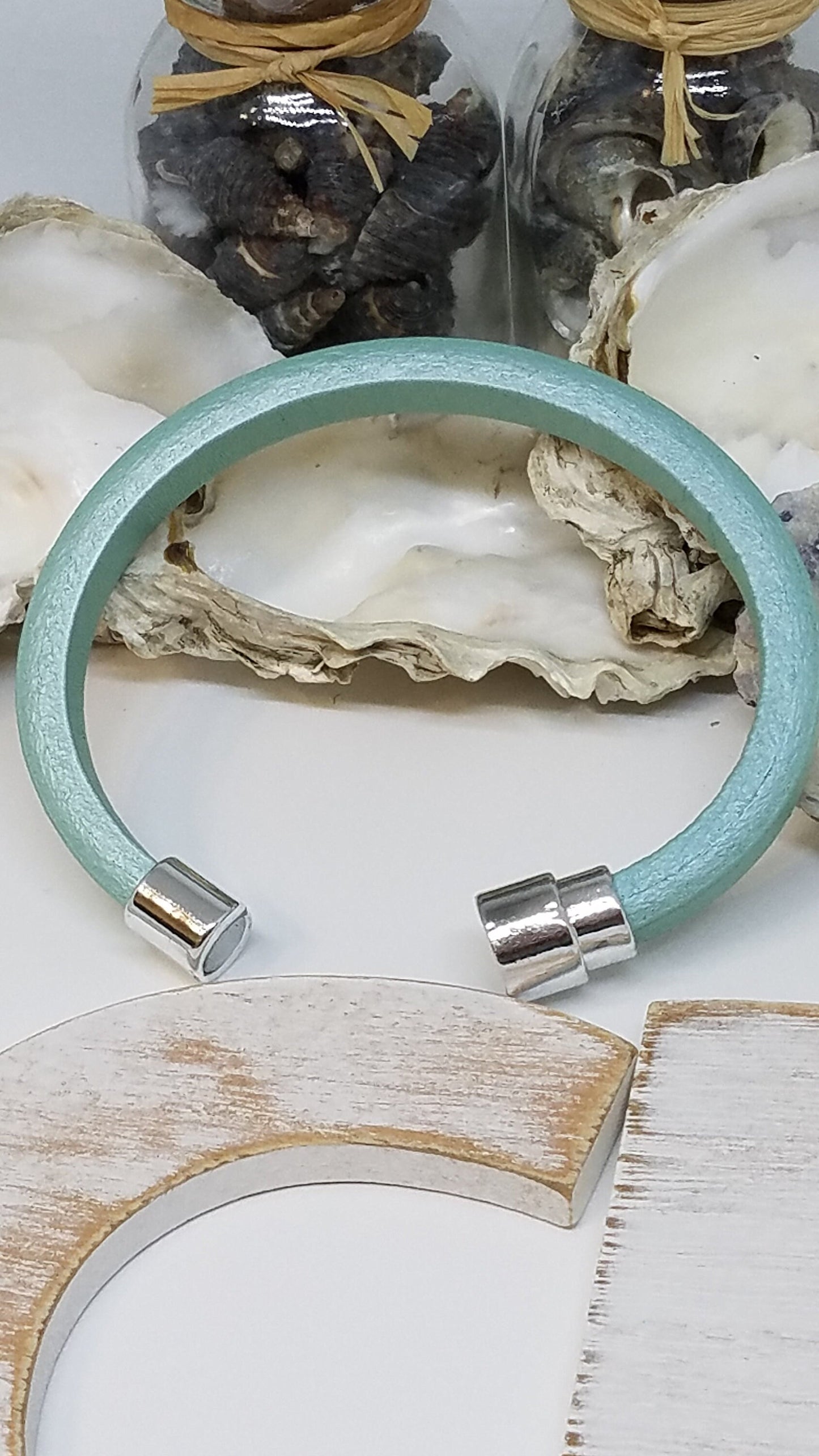 Handmade Light Blue Leather Rope Bracelet