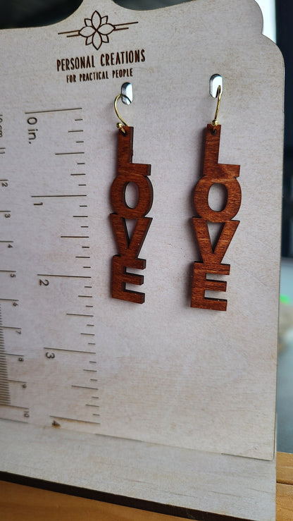 Handmade Wooden Love Earrings