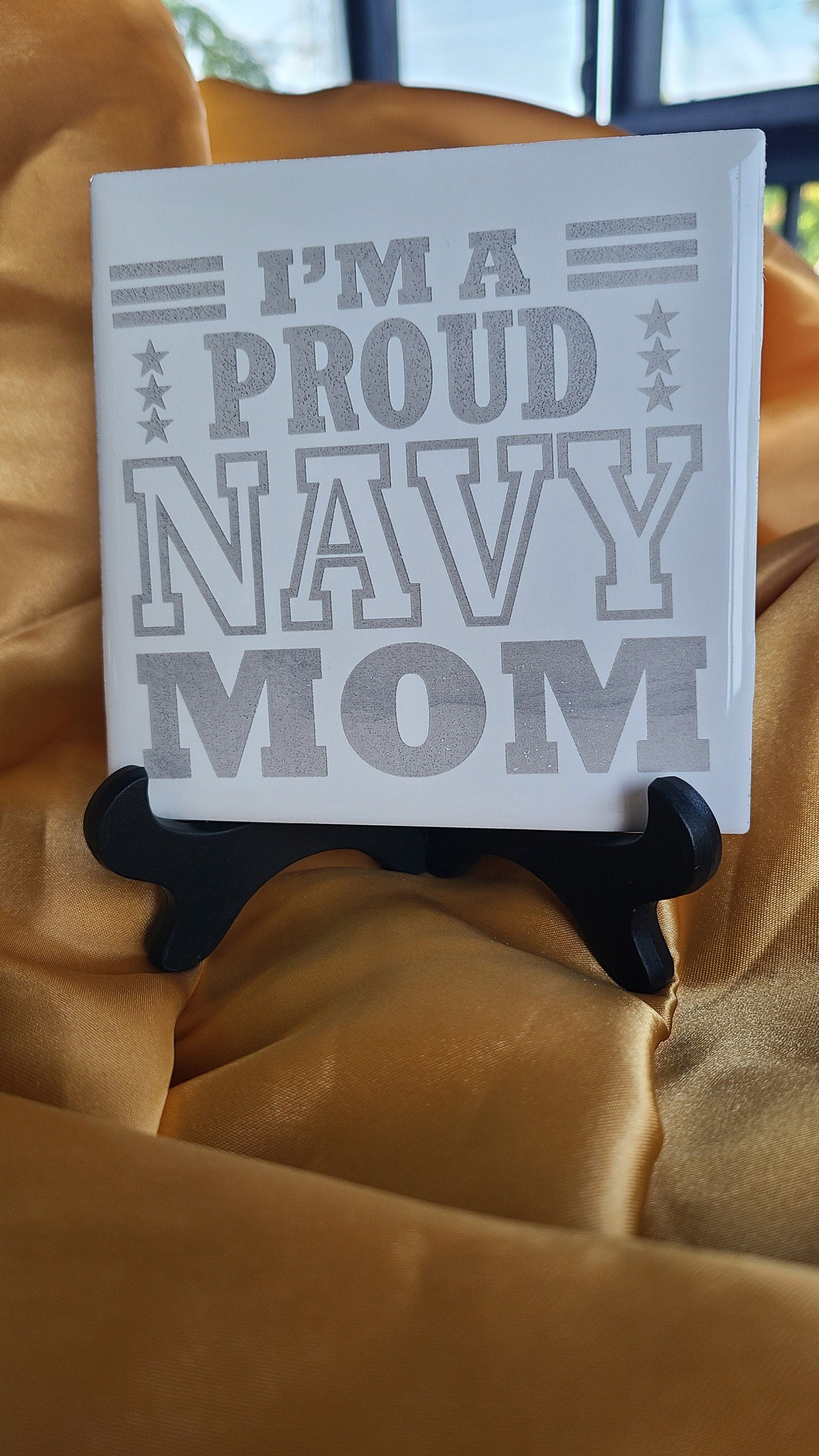 Lasered Tiles - Proud Navy Mom