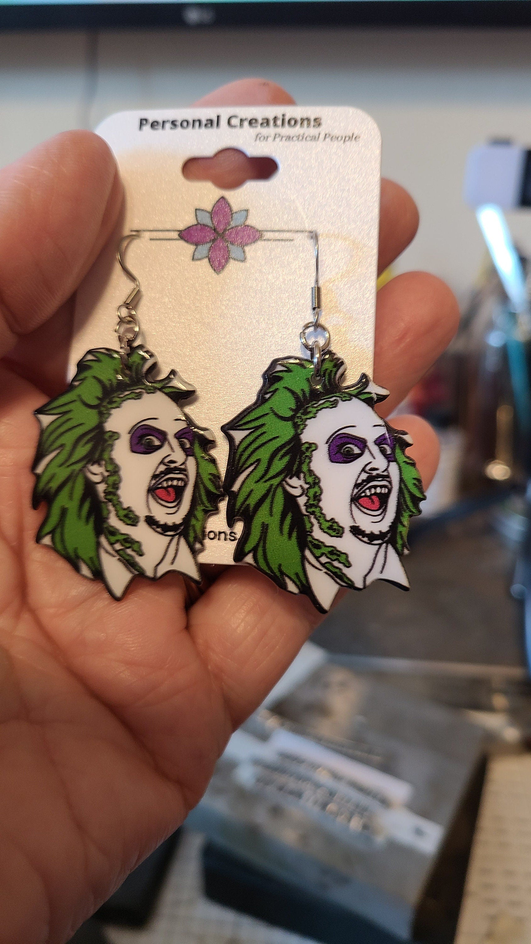 Handmade Halloween BeetleJuice Earrings