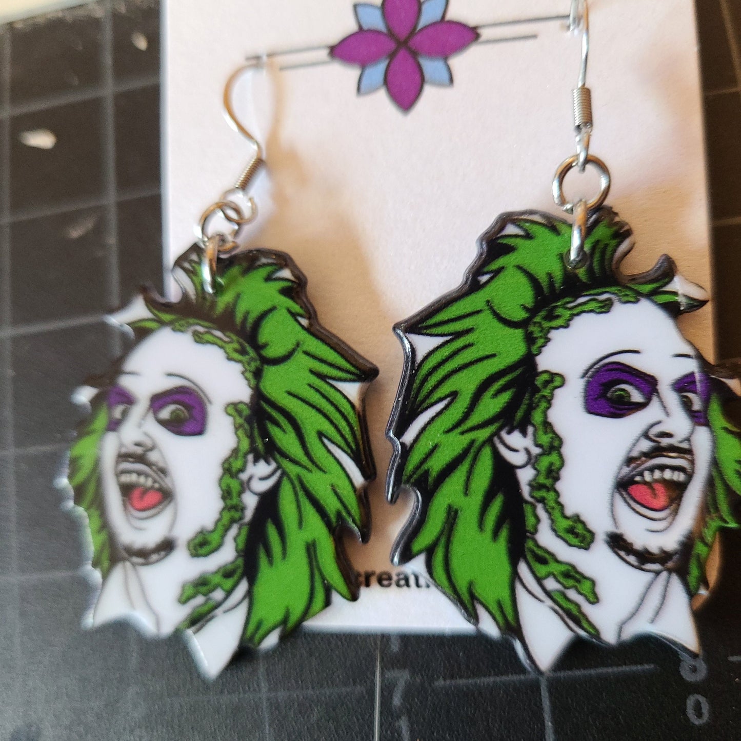 Handmade Halloween BeetleJuice Earrings